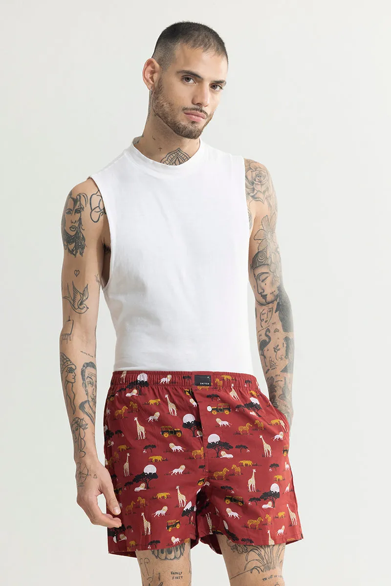 Animal Print Red Boxer