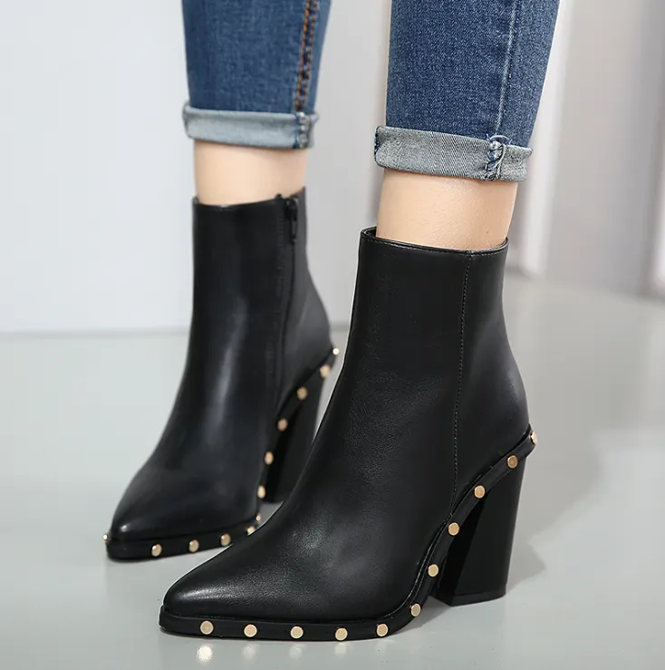 Ankle High Heel Black Boots