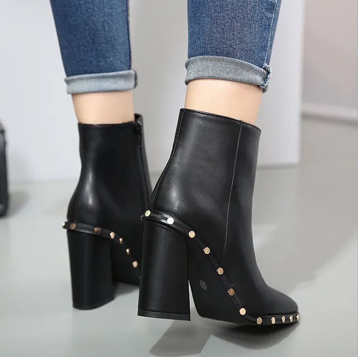 Ankle High Heel Black Boots