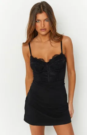 Arabella Black Lace Mesh Mini Dress