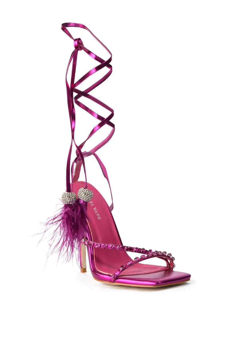 AZALEA WANG MISSY STILETTO METALLIC SANDAL IN FUCHSIA