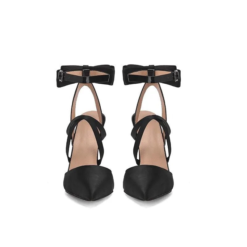 Black Close Pointed Toe High Heel Sandals