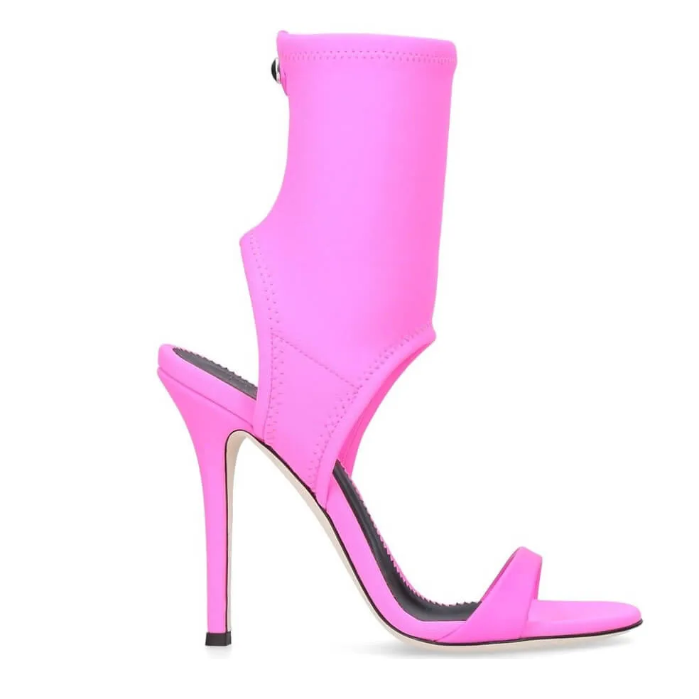 Bright Color Cutout High Heel Sandals