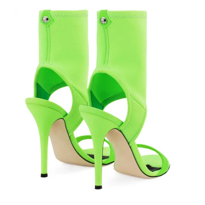 Bright Color Cutout High Heel Sandals