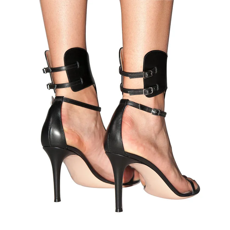 Elegant Strappy Glamorous High-Heeled Evening Sandals