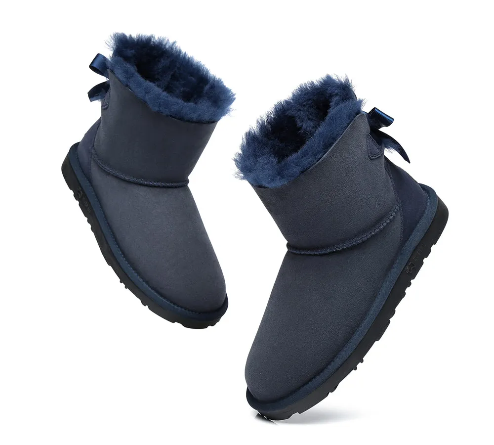 EVERAU® UGG Boots Women Sheepskin Wool Mini Single Back Bow