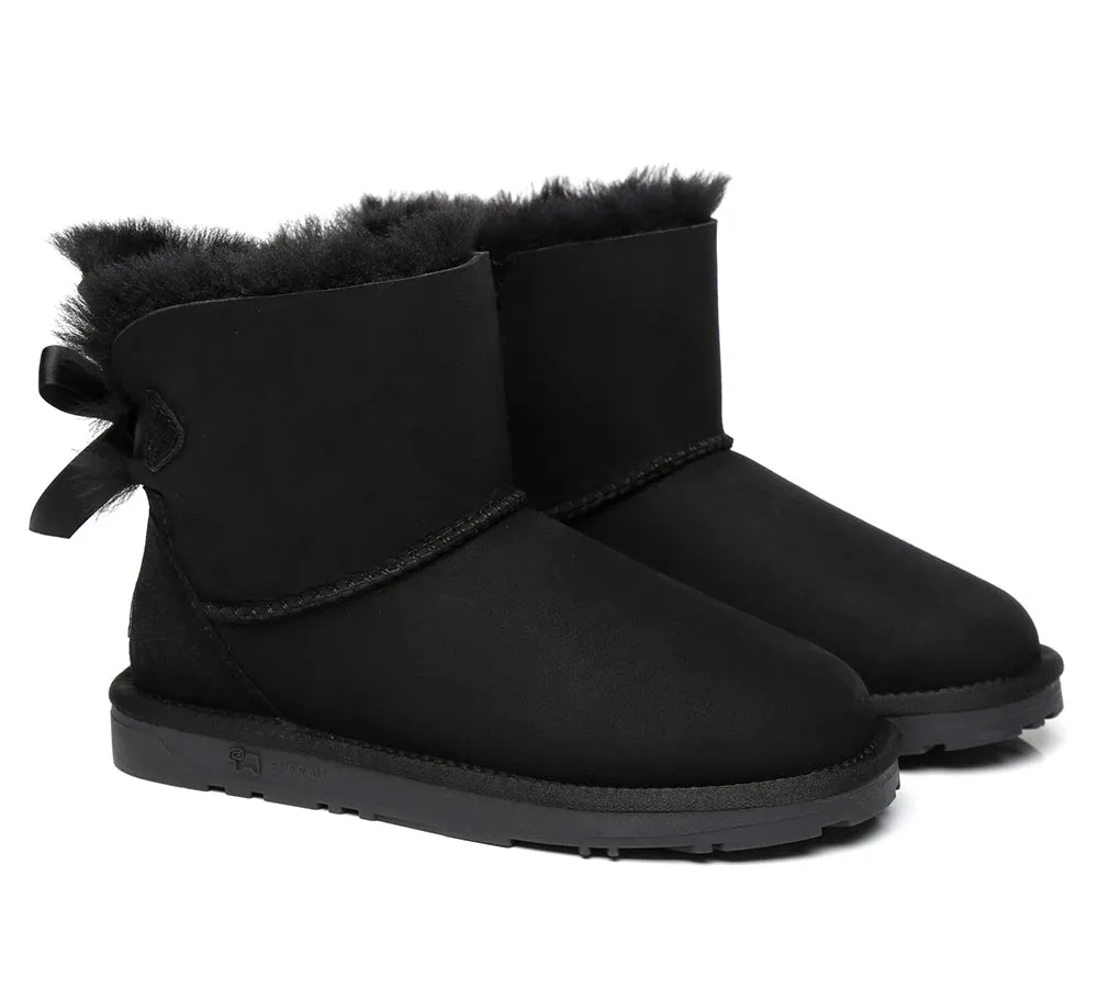 EVERAU® UGG Boots Women Sheepskin Wool Mini Single Back Bow