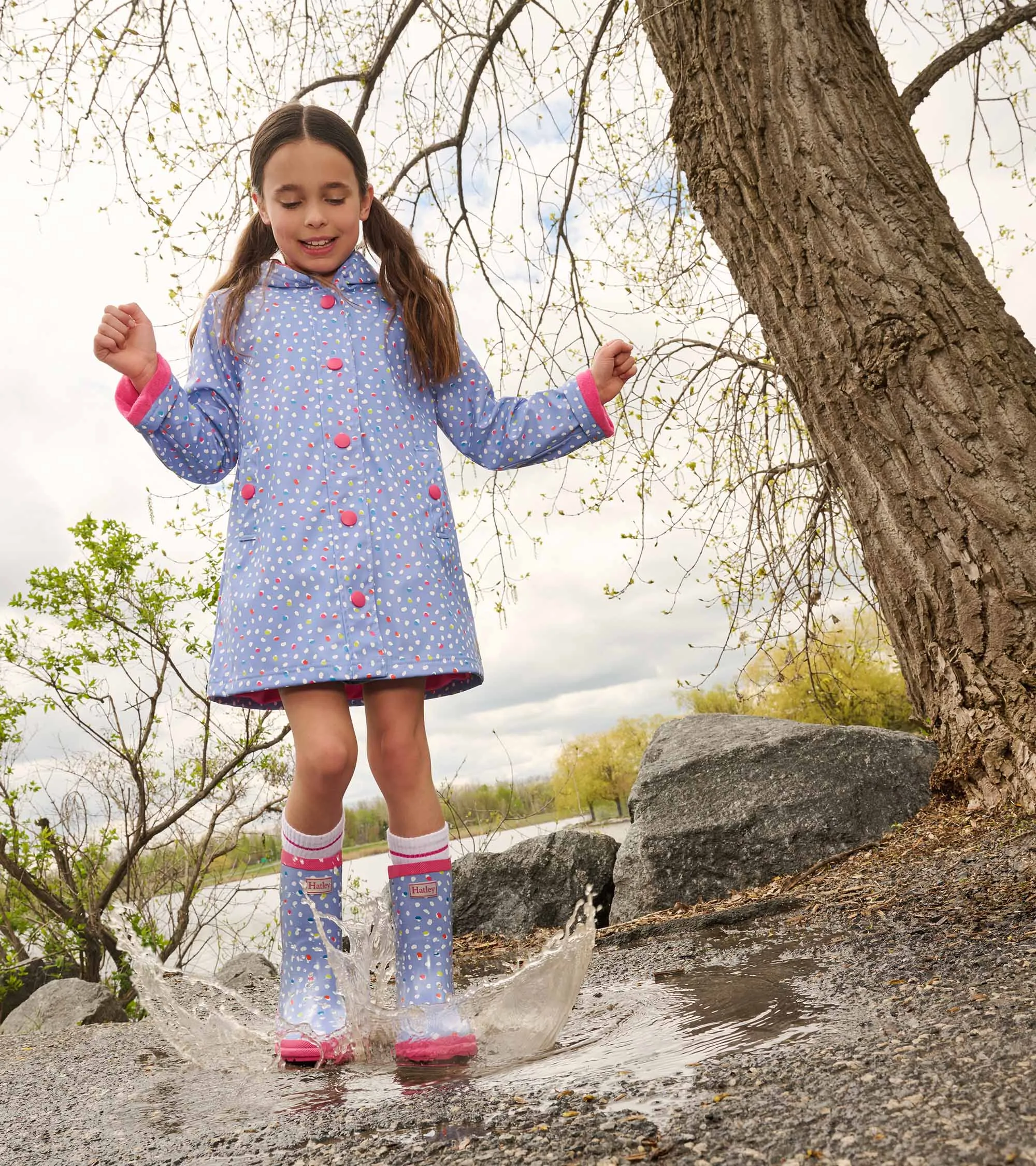 Girls Groovy Flowers Matte Rain Boots