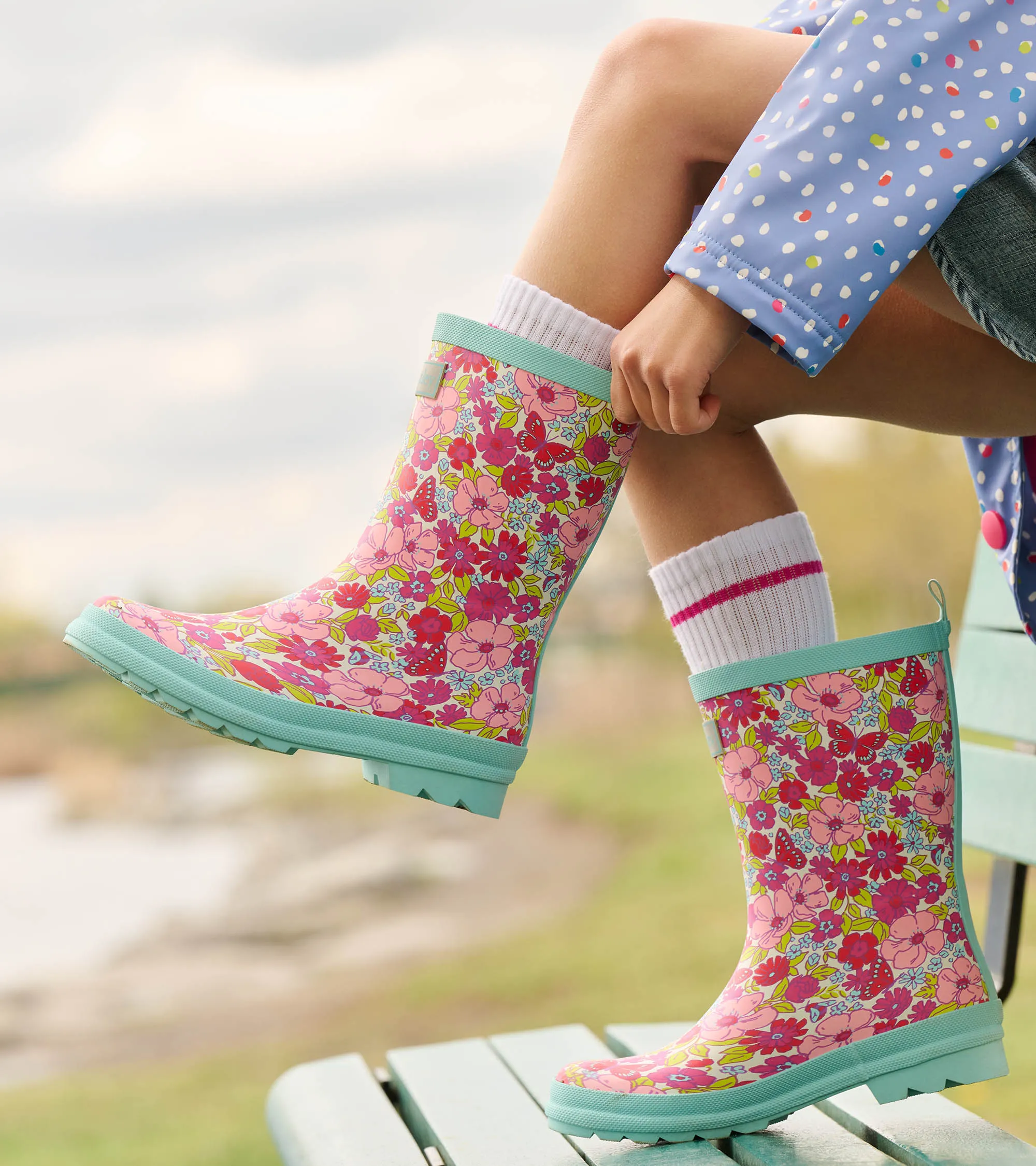 Girls Groovy Flowers Matte Rain Boots