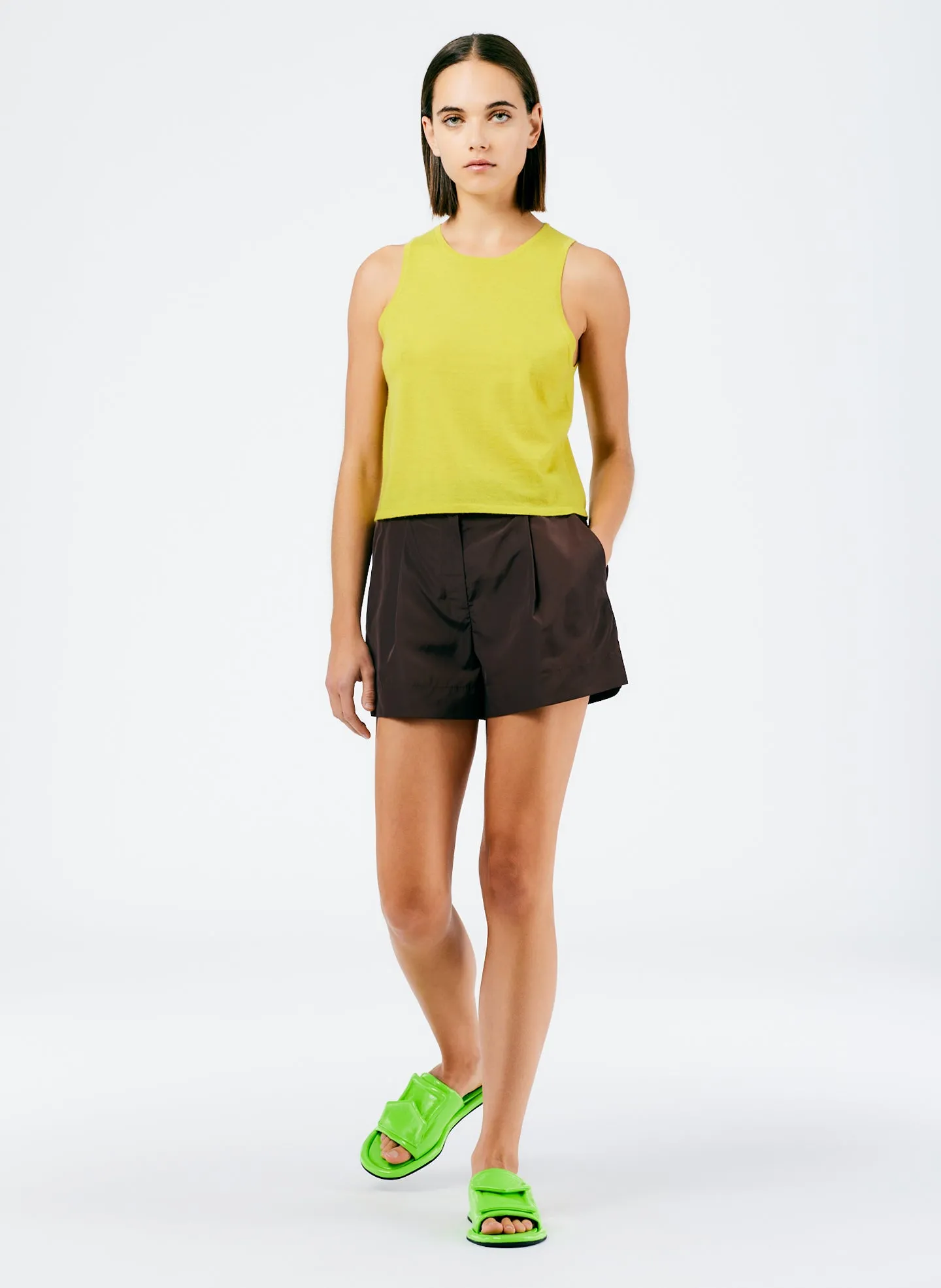 Italian Sporty Nylon Pleated Short