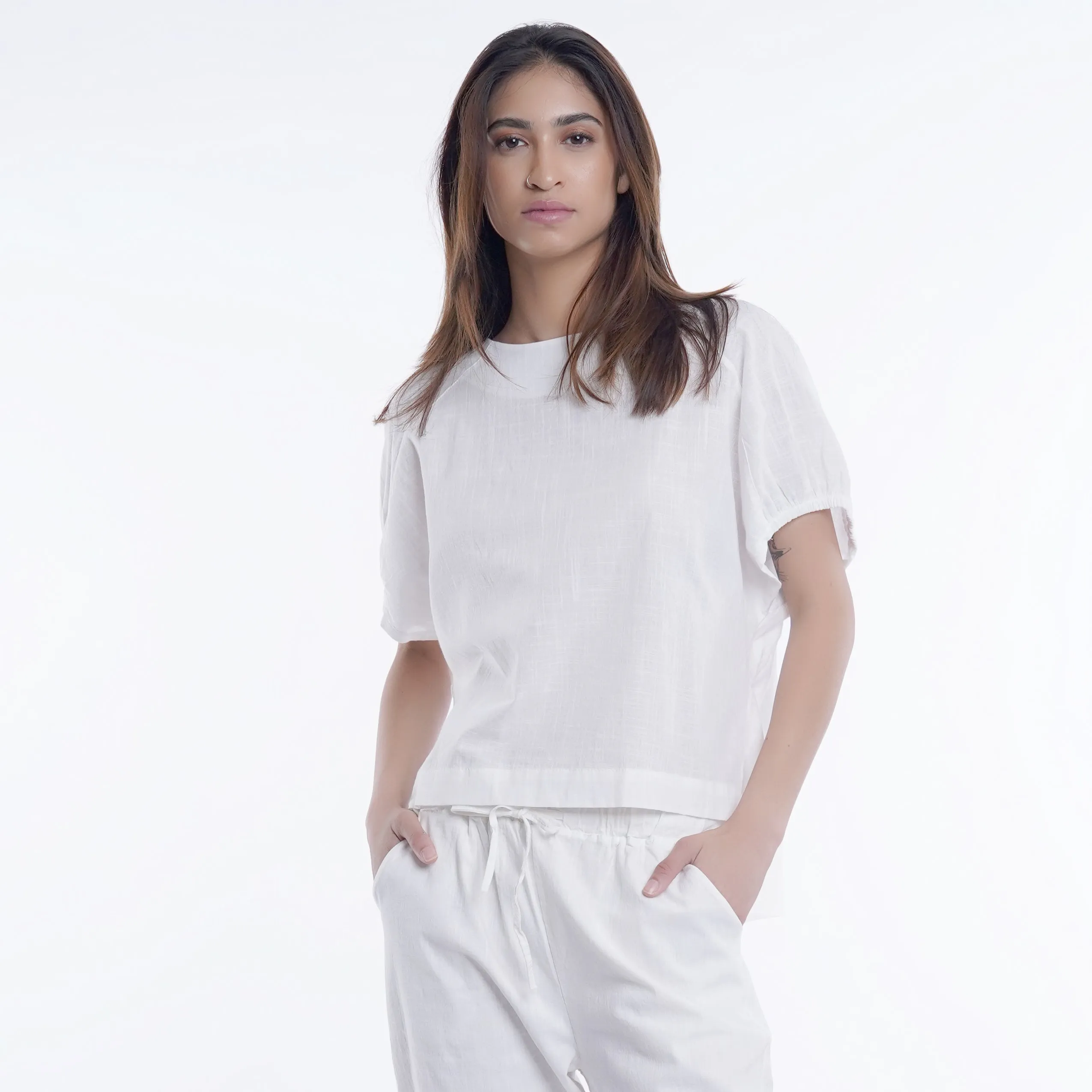 Iva Boat Neck Linen Top