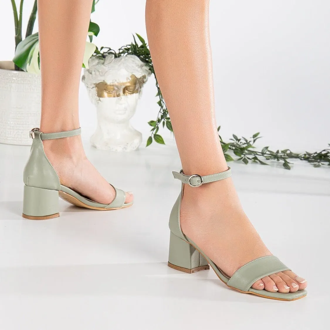 Iva - Sage Green Low Heel