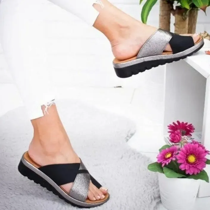 Ivyshape | Comfy Slide Sandals With Light Bottom