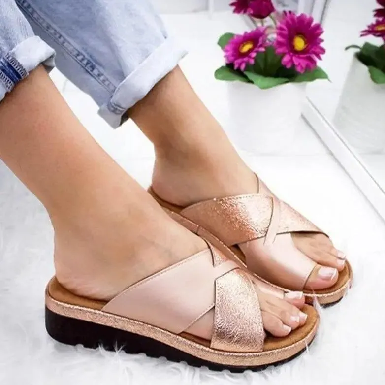 Ivyshape | Comfy Slide Sandals With Light Bottom