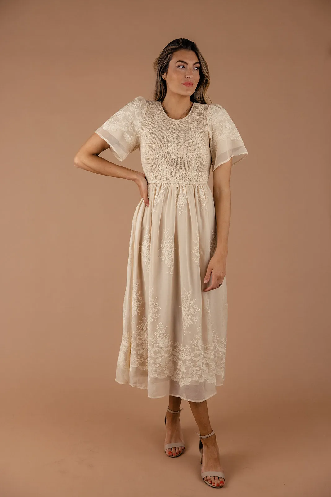 Juliette Smocked Lace Dress