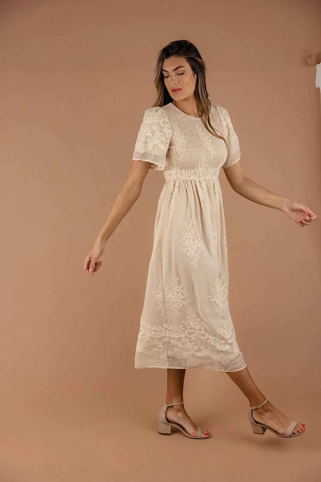 Juliette Smocked Lace Dress