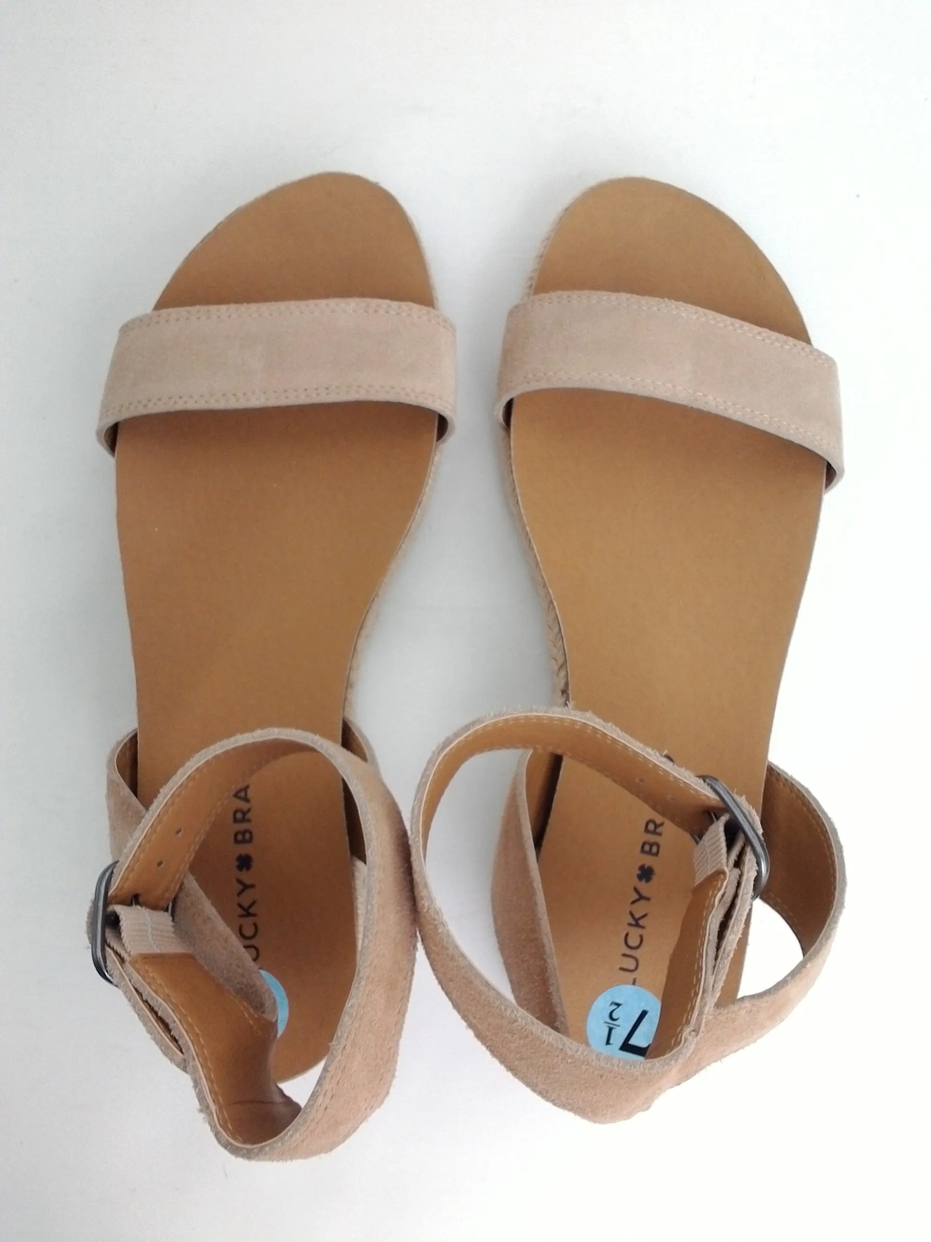 Lucky Brand Women's Garston Leather Flat Espadrille Sandal Size 7.5 M