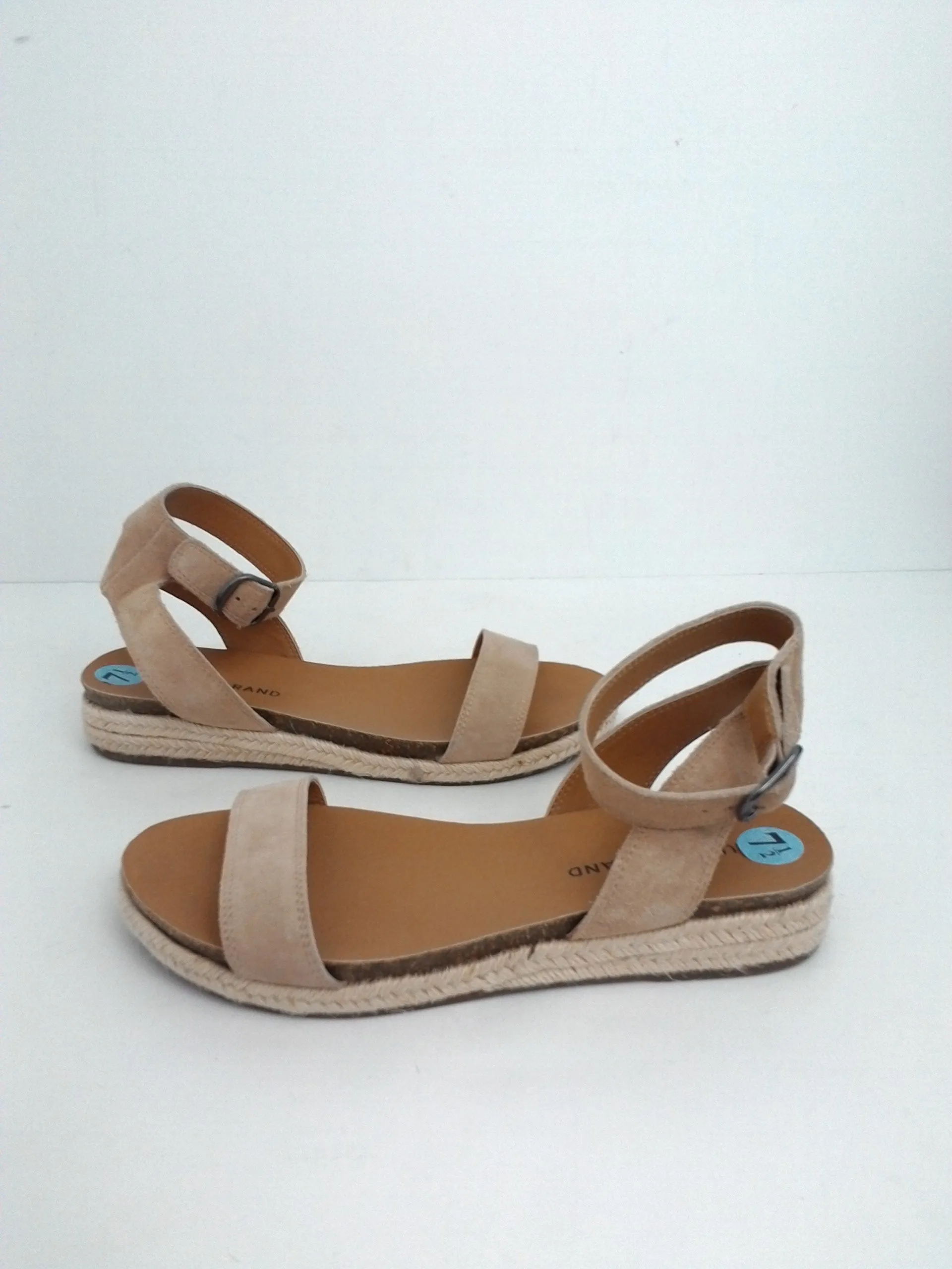 Lucky Brand Women's Garston Leather Flat Espadrille Sandal Size 7.5 M