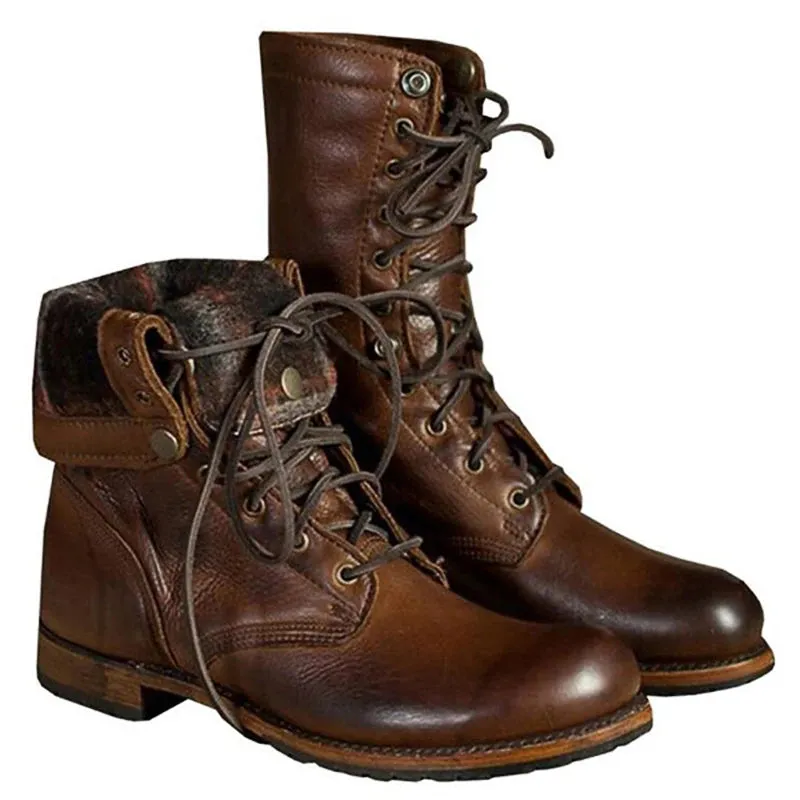 Men's Retro Leather British Style Motorcycle Boots