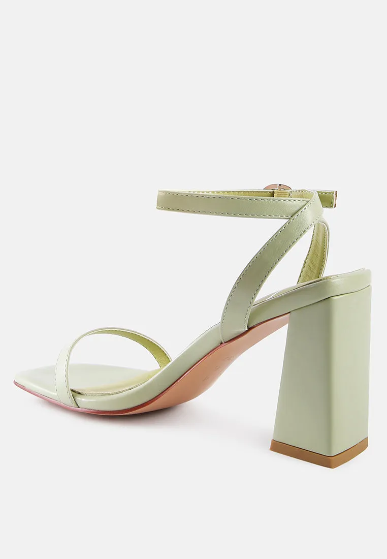 Mooncut Ankle Strap Block Heel Sandals