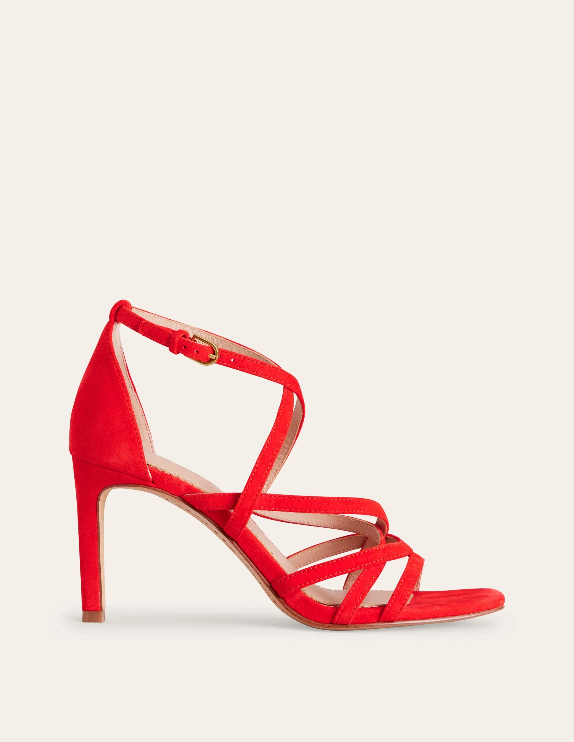 Multi Strap Heel Sandals-Post Box Red