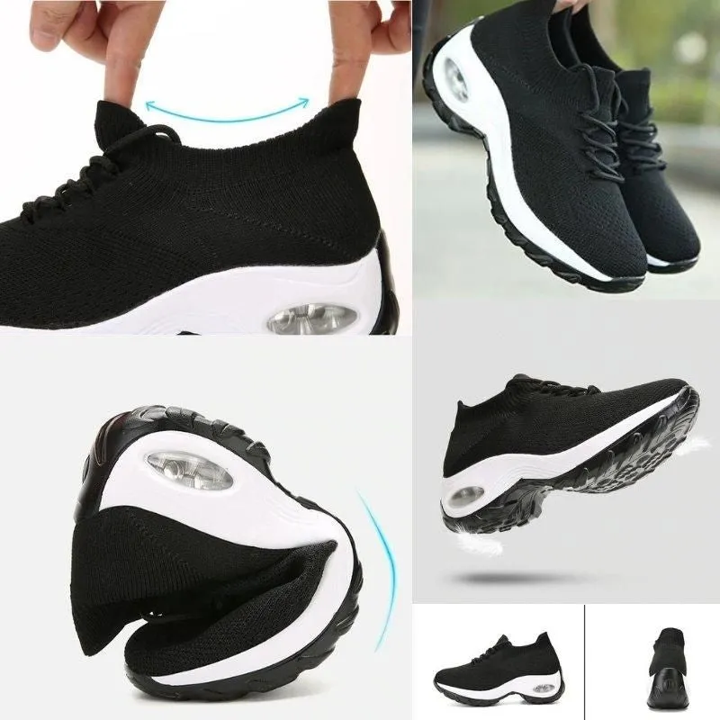 Owlkay Lace Up Walking Running Shoes Platform Sneakers