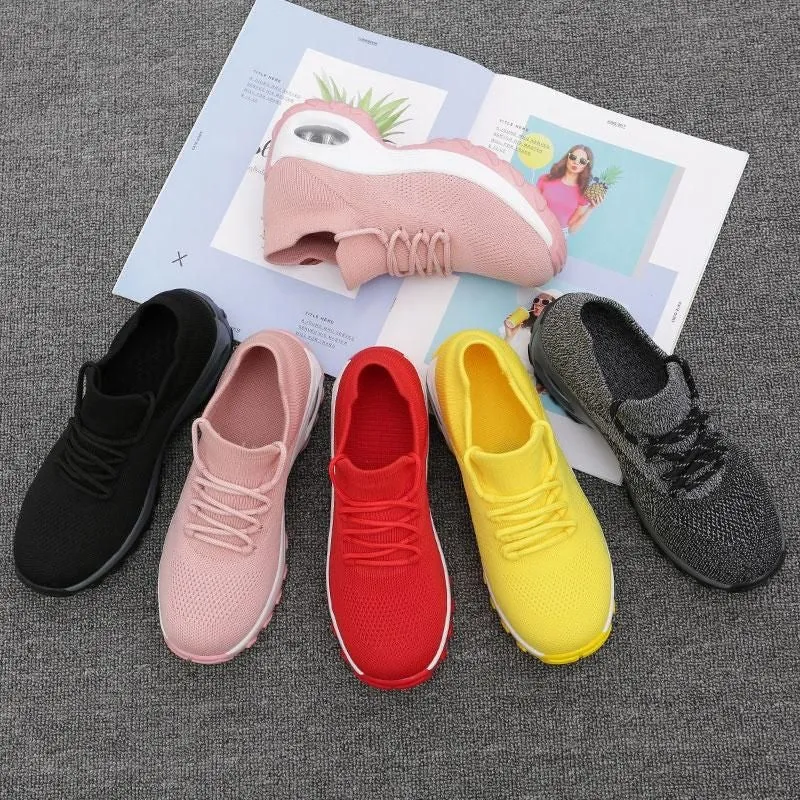 Owlkay Lace Up Walking Running Shoes Platform Sneakers