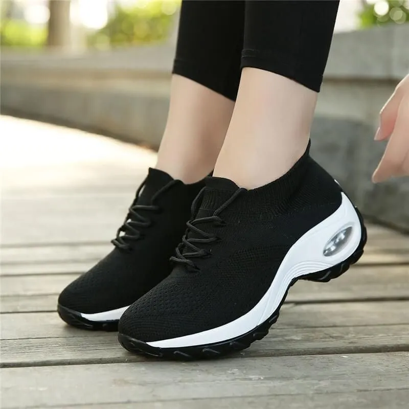 Owlkay Lace Up Walking Running Shoes Platform Sneakers