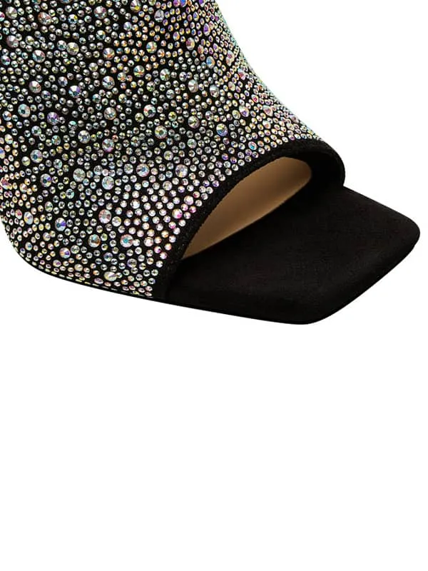 Rhinestone Square Toe Stiletto&Mules