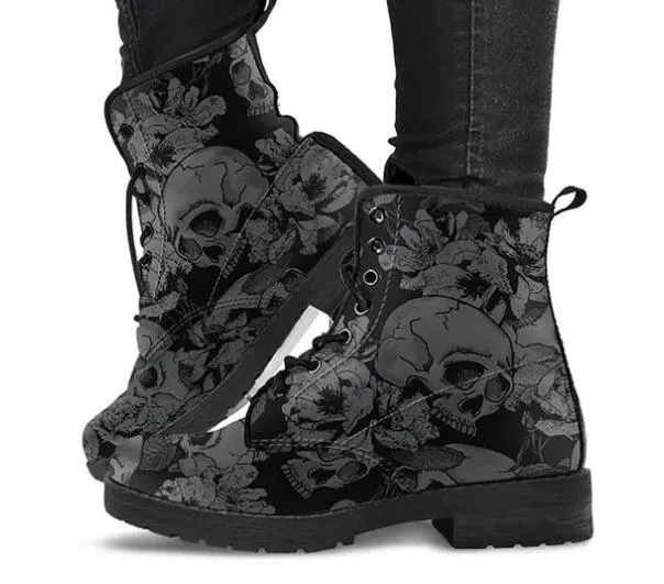 Skull Print Women Boots