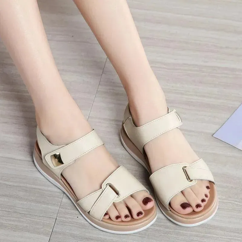 Soft Hook Loop Leather Sandals