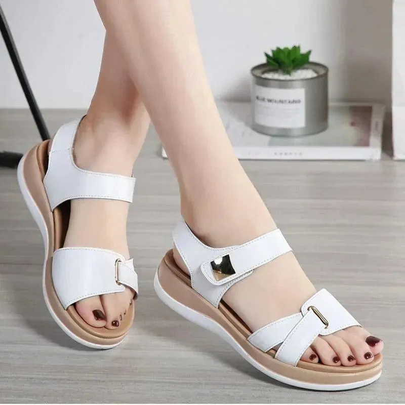 Soft Hook Loop Leather Sandals