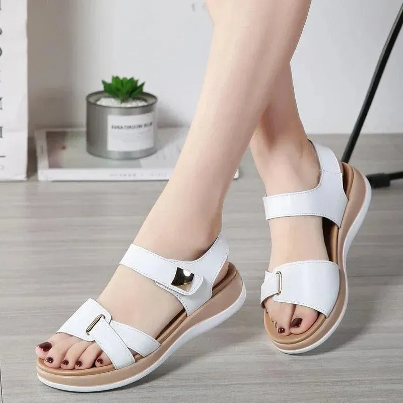 Soft Hook Loop Leather Sandals