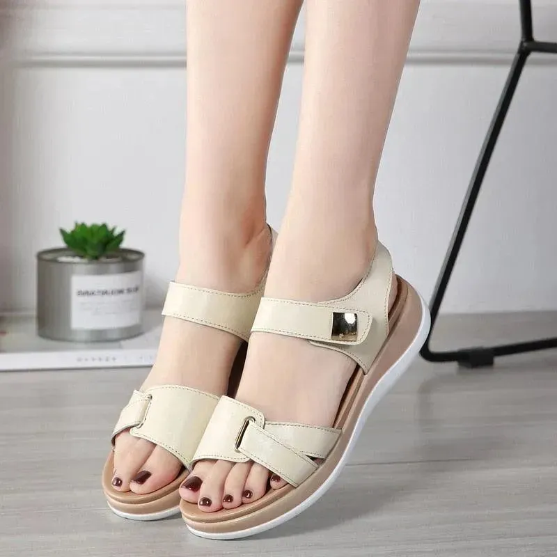 Soft Hook Loop Leather Sandals