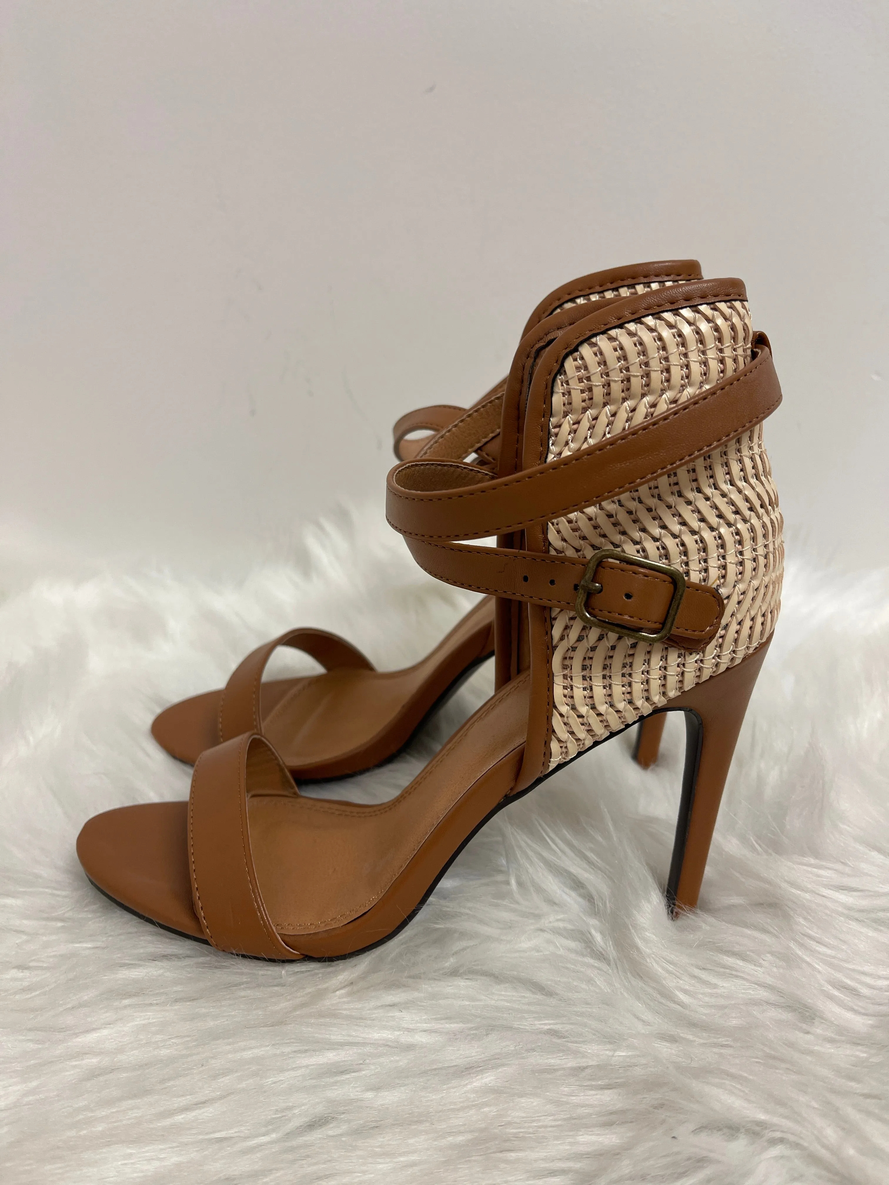 Tan Sandals Heels Stiletto Venus, Size 8