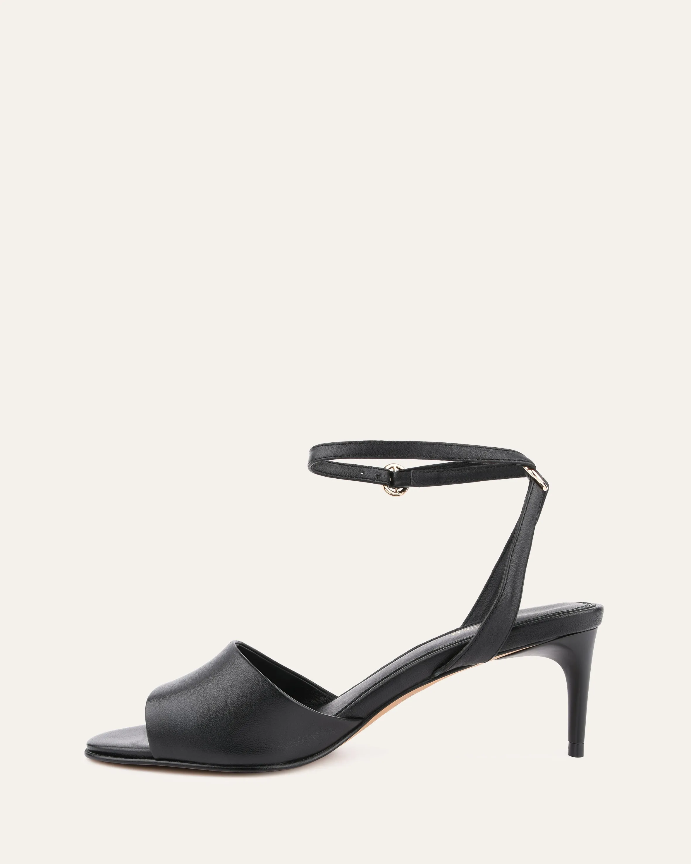 TANYA MID HEEL SANDALS BLACK LEATHER