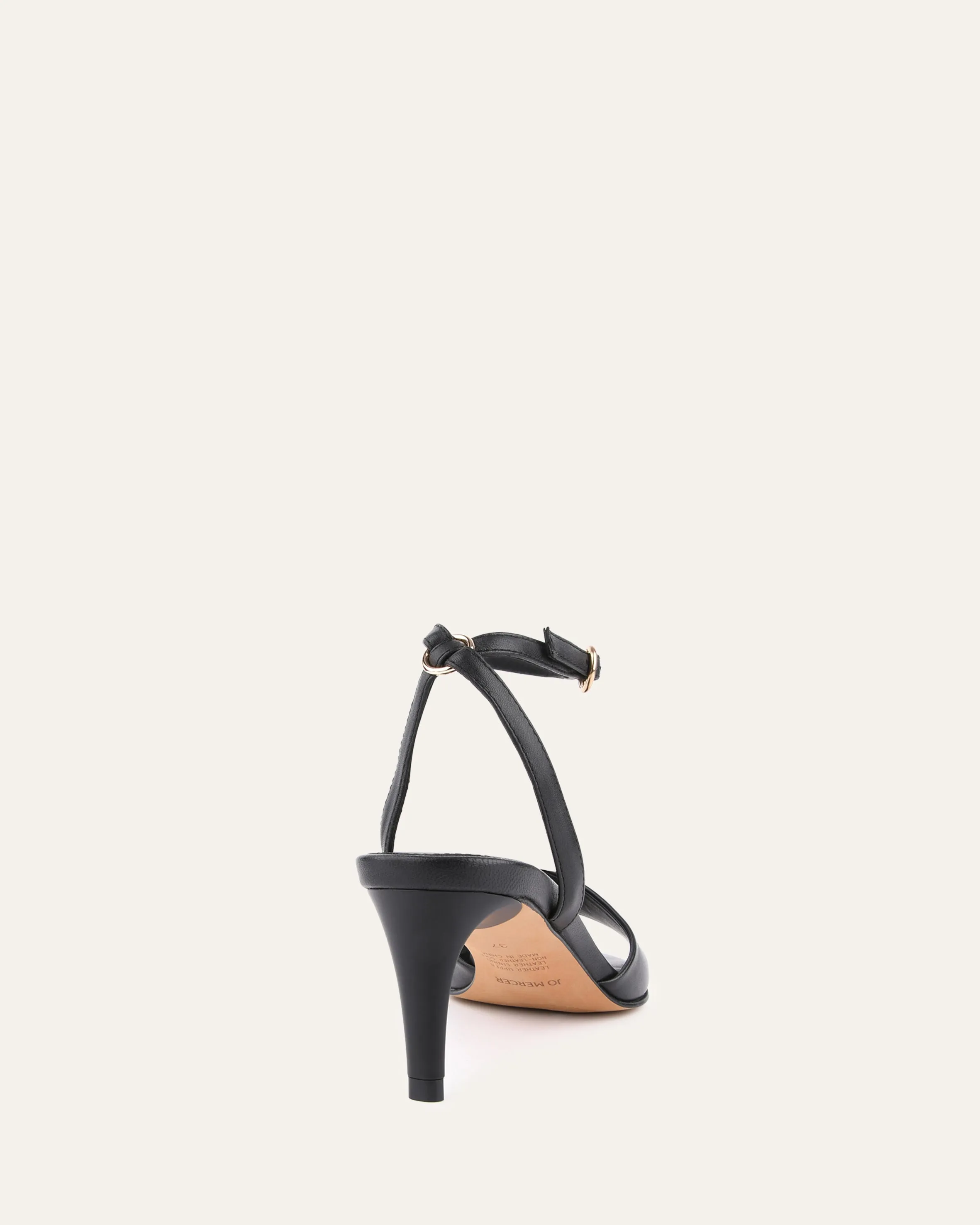 TANYA MID HEEL SANDALS BLACK LEATHER