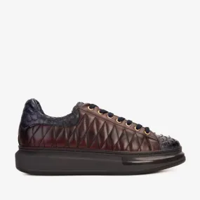 The Adler Navy Blue & Burgundy Snk Leather Men Sneaker Limited Edition