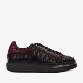 The Adler Pyht  Snk Skin Black & Burgundy Men Sneaker