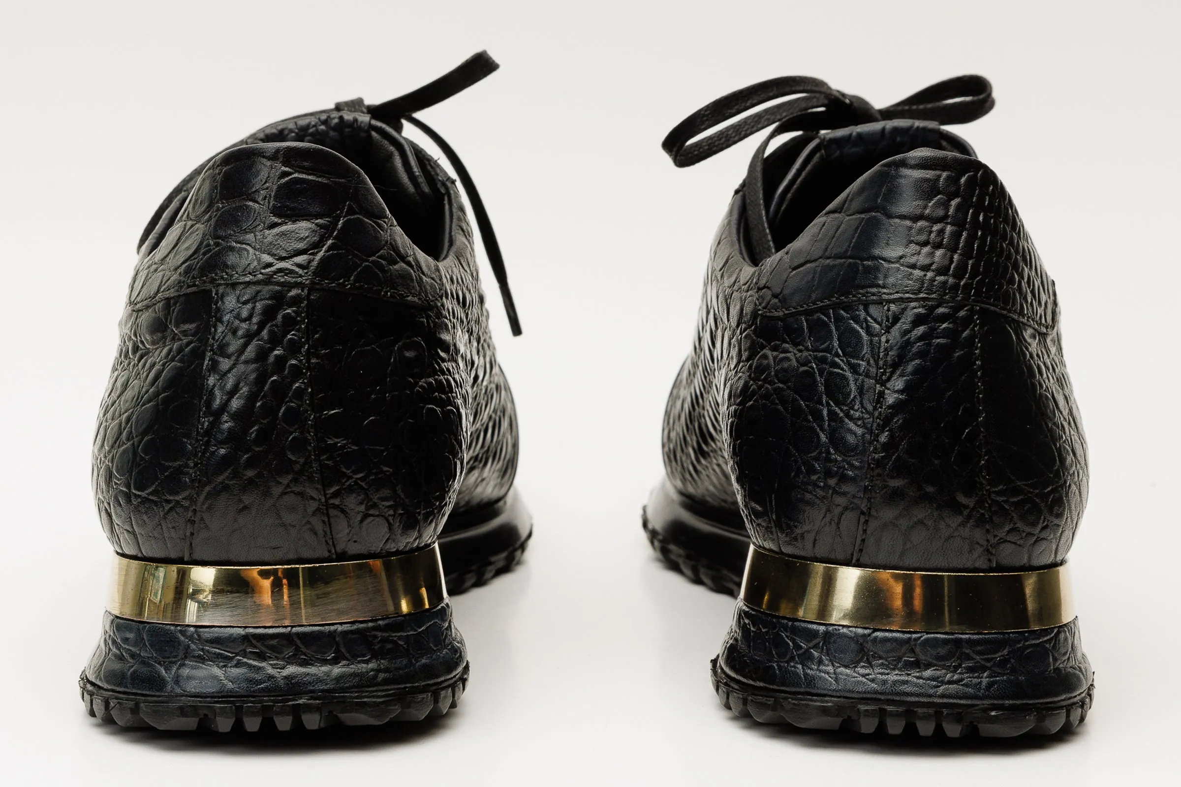 The Bomba Black Crocodile Leather Men Sneaker