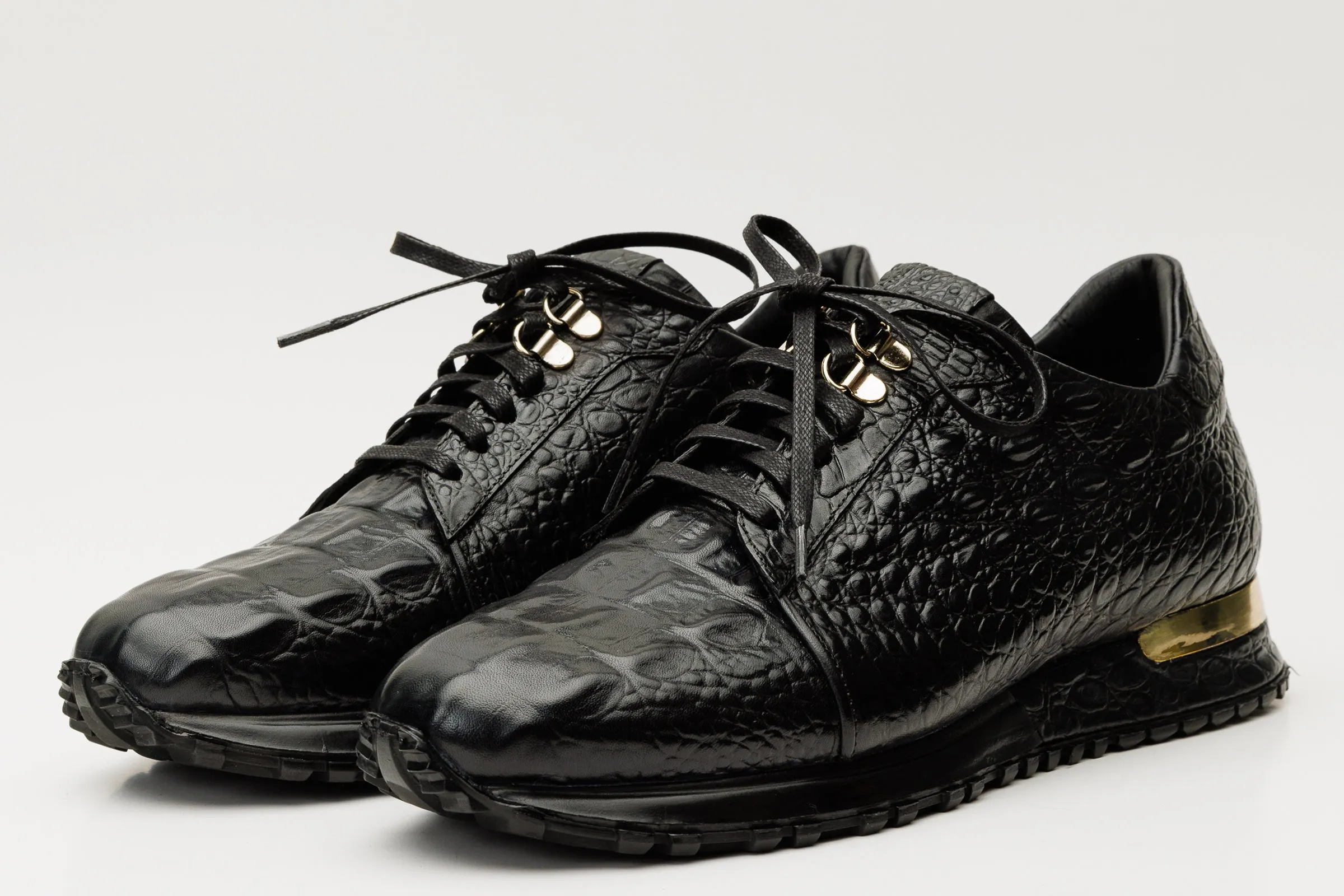 The Bomba Black Crocodile Leather Men Sneaker