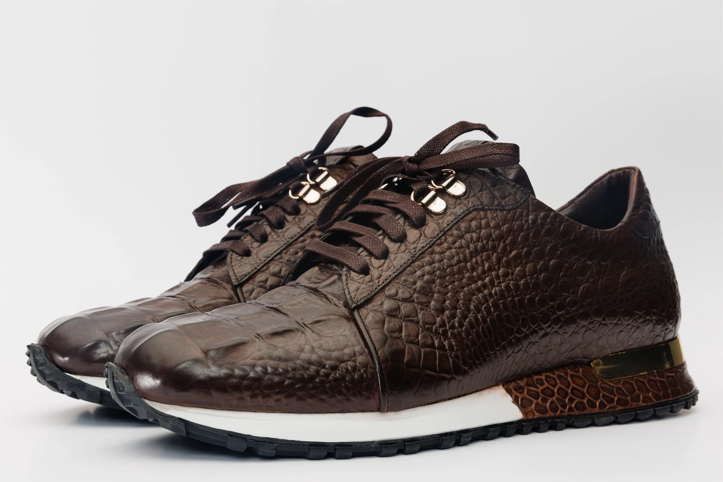 The Bomba Brown Crocodile Leather Men Sneaker