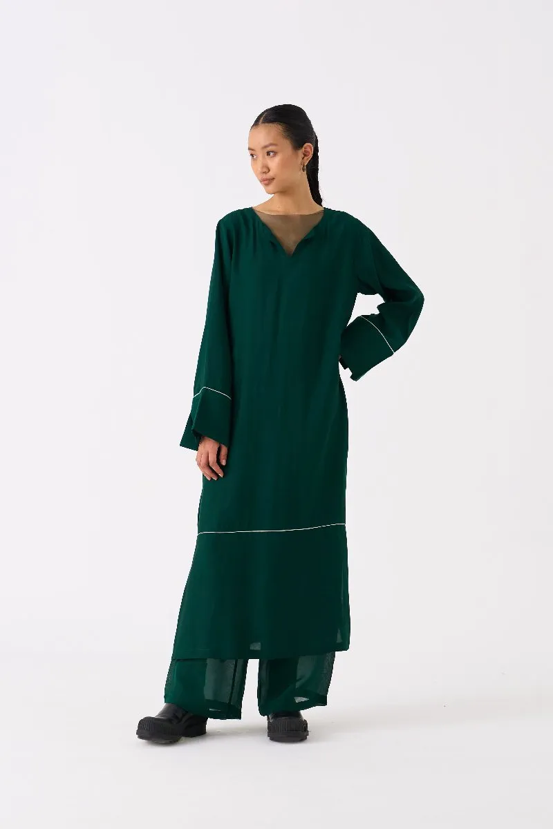 V Neck Kaftan Forest Green