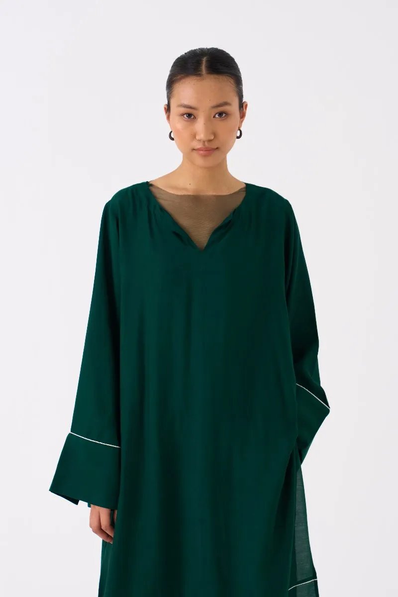 V Neck Kaftan Forest Green