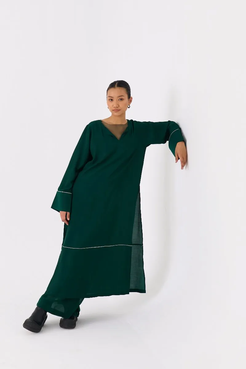 V Neck Kaftan Forest Green