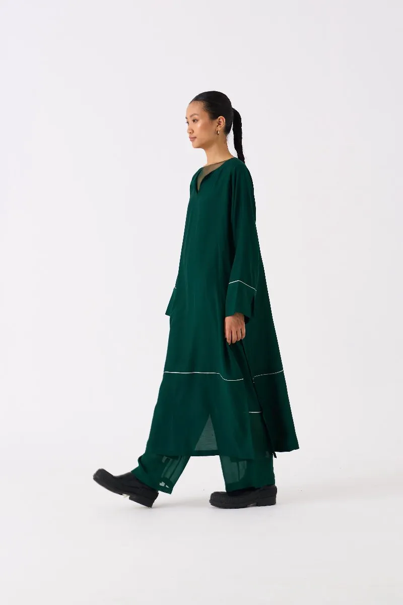 V Neck Kaftan Forest Green