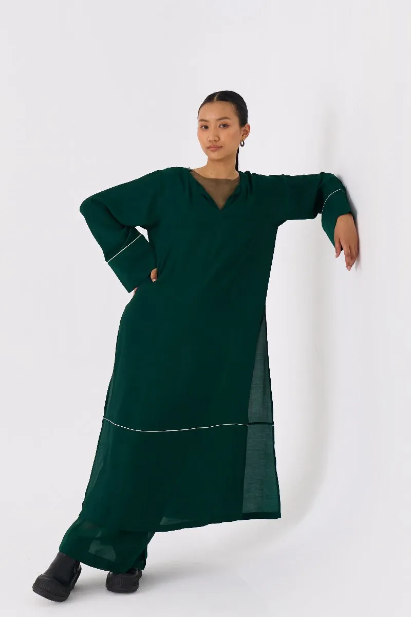 V Neck Kaftan Forest Green