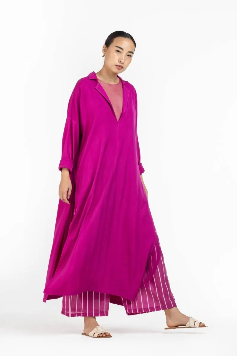 V Neck Tunic with Net Slip Hot Pink