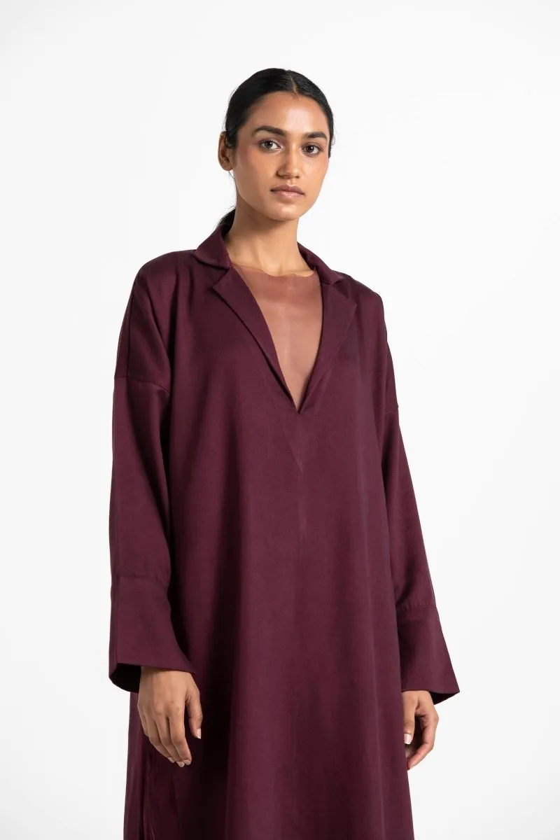 V-Neck Tunic with Net Slip Wine