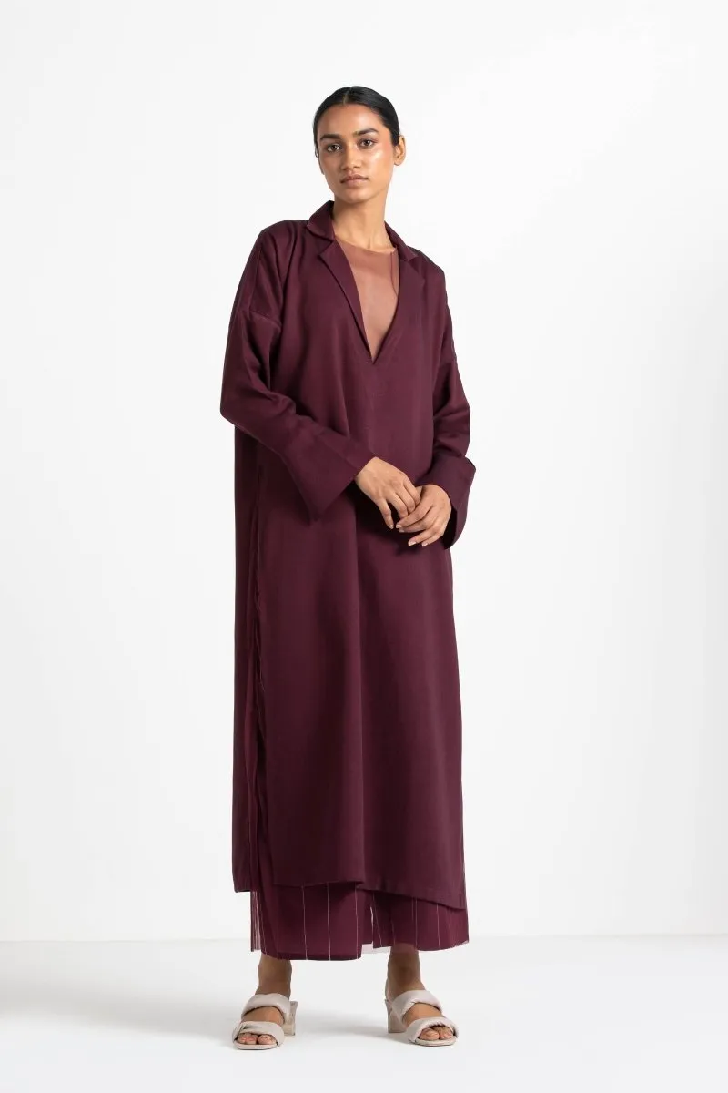 V-Neck Tunic with Net Slip Wine